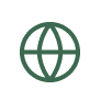 A green globe icon with latitude and longitude lines, centered on a white circular background.